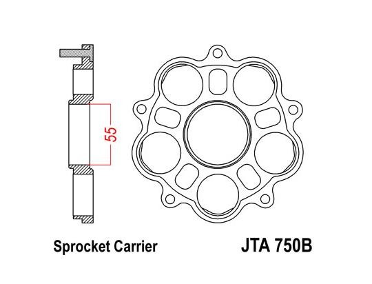 JT SPROCKETS MOYEU ADAPTATEUR ARRIERE JTA750B COURONNE PLATE POUR DUCATI 796 HYPERMOTARD 2010-2011 1211-0326 (2)