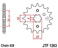 PIGNON PAS ORIGINE 428 12 Dents JTF1263.12 YAMAHA 80 YZ 1983 (2)