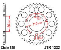 COURONNE ACIER PAS ORIGINE 525 42 Dents JTR133242 HONDA CB 500 1994-2004 (2)