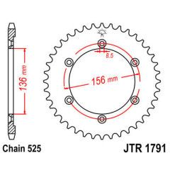 COURONNE ACIER PAS ORIGINE 525 46 Dents JTR1791.46 SUZUKI DR 650 SE 1996-2006 (2)