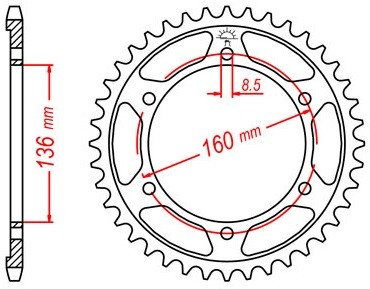 COURONNE ACIER PAS ORIGINE 520 39 Dents CI30439 APRILIA ETX 125 1984 (2)