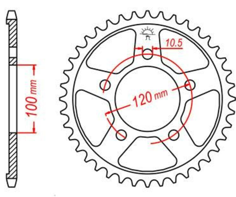 COURONNE ACIER PAS ORIGINE 525 44 Dents 3580244 CI80044 JTR70244 APRILIA SHIVER 900 ABS 2017-2020