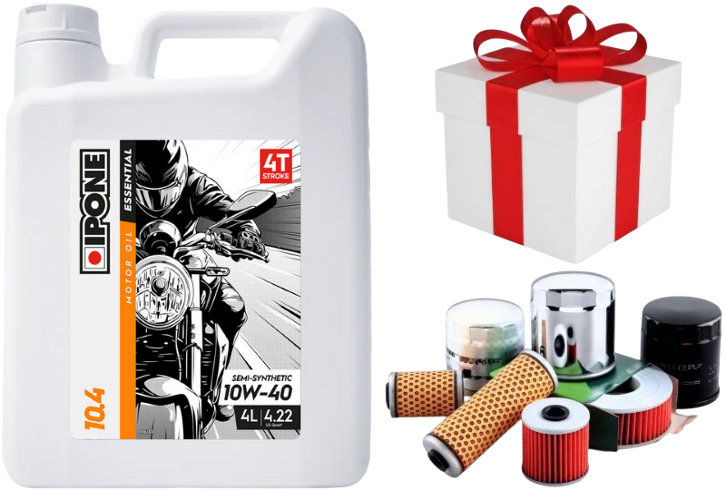 IPONE 10.4 10W40 10W-40 4T Huile Semi Synth�se 4 Litres + Filtre Offert ou Produit d`entretien