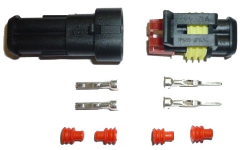 CONNECTEUR ELECTRIQUE ETANCHE PROFESSIONEL COMPLET MAL + FEMELLE AUTO MOTO 2 CABLES BROCHES