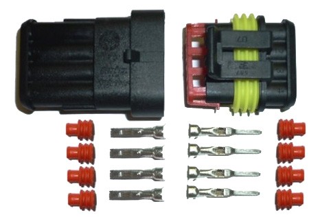CONNECTEUR ELECTRIQUE ETANCHE PROFESSIONEL COMPLET MAL + FEMELLE AUTO MOTO 4 CABLES BROCHES