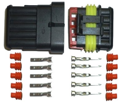 CONNECTEUR ELECTRIQUE ETANCHE PROFESSIONEL COMPLET MAL + FEMELLE AUTO MOTO 5 CABLES BROCHES