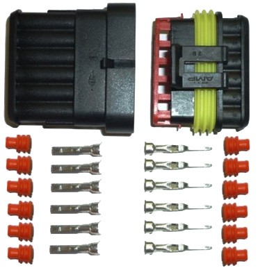 CONNECTEUR ELECTRIQUE ETANCHE PROFESSIONEL COMPLET MAL + FEMELLE AUTO MOTO 6 CABLES BROCHES