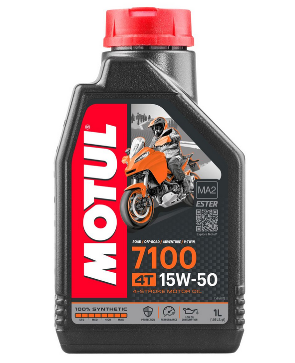 MOTUL 7100 huile moto 4T 15W50 MA2 100% Synth�se 1 Litre 104298