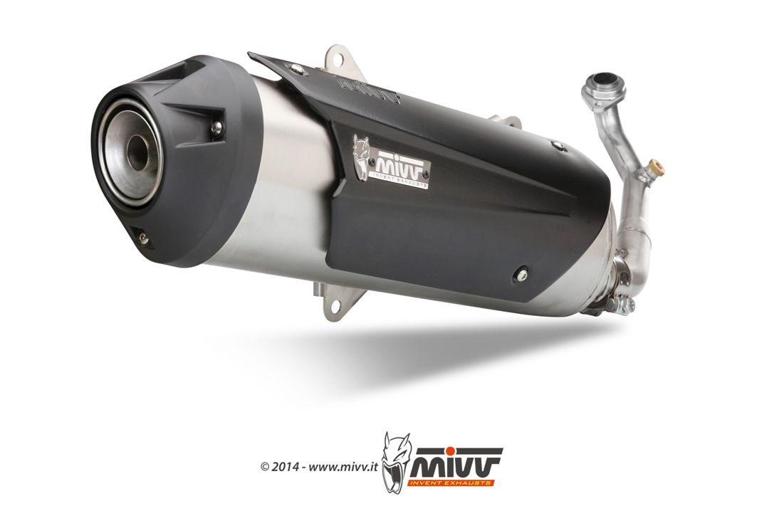 MIVV LIGNE COMPL�TE INOX BROSSE / ABS NOIR KYMCO 500 XCITING 2005-2012 (2)