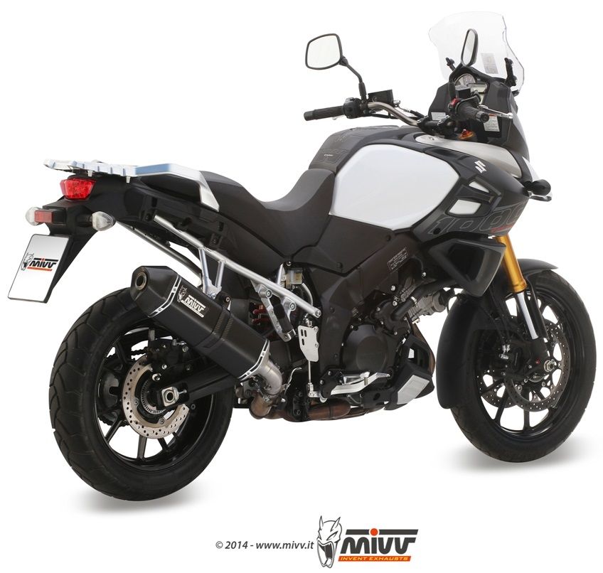 MIVV SILENCIEUX HOMOLOGUE SPEED EDGE INOX BROSSE NOIR / CASQUETTE CARBONE SUZUKI 1050 V STROM / XT / A2 2020-2021