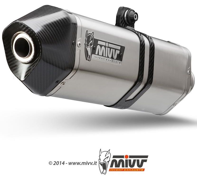 MIVV SILENCIEUX HOMOLOGUE SPEED EDGE INOX / CASQUETTE CARBONE SUZUKI DL 1000 V STROM 2014-2016