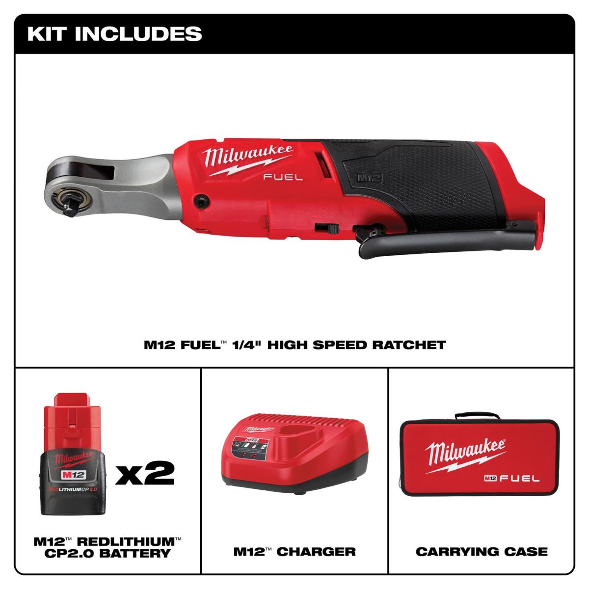 CLIQUET 1/4 �LECTRIQUE 12V Milwaukee M12 FUEL 1/4 in. High-Speed Ratchets 2566-22 (2)