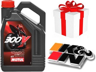 Nouvelle MOTUL 300V MOTO 4L 15W50 Huile 4T 100% Synth�se 4 Litres + Filtre KN ou produit d`entretien 104129