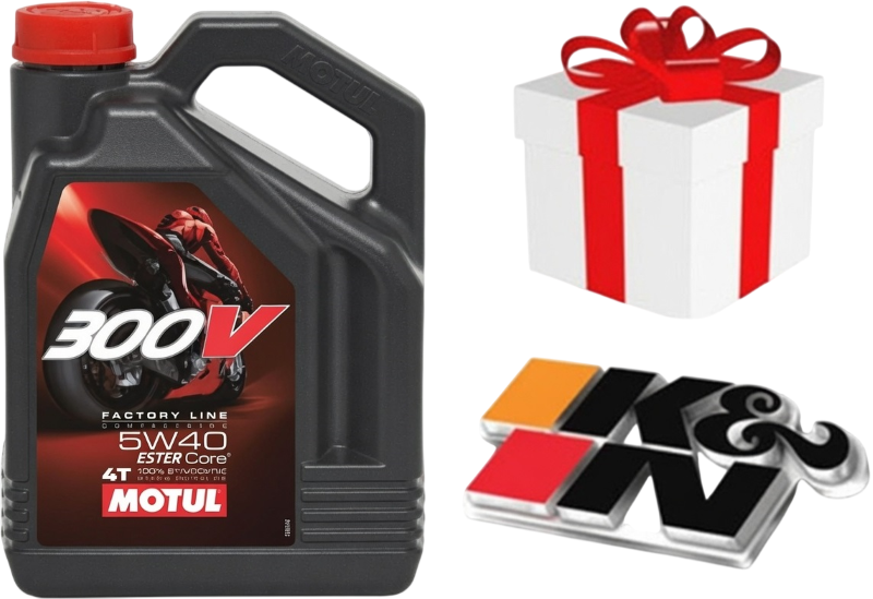 NOUVELLE MOTUL 300V MOTO 4L 5W40 FACTORY LINE ROAD RACING Huile 4T 100% Synth�se 104115 4 Litres + Filtre KN ou produit d`entretien + PORT OFFERT 104115