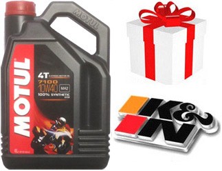 NOUVELLE MOTUL 7100 10W40 MA2 Huile Moto 4T 100% synth�se 4 Litres + Filtre KN ou produit d`entretien + PORT OFFERT 104092