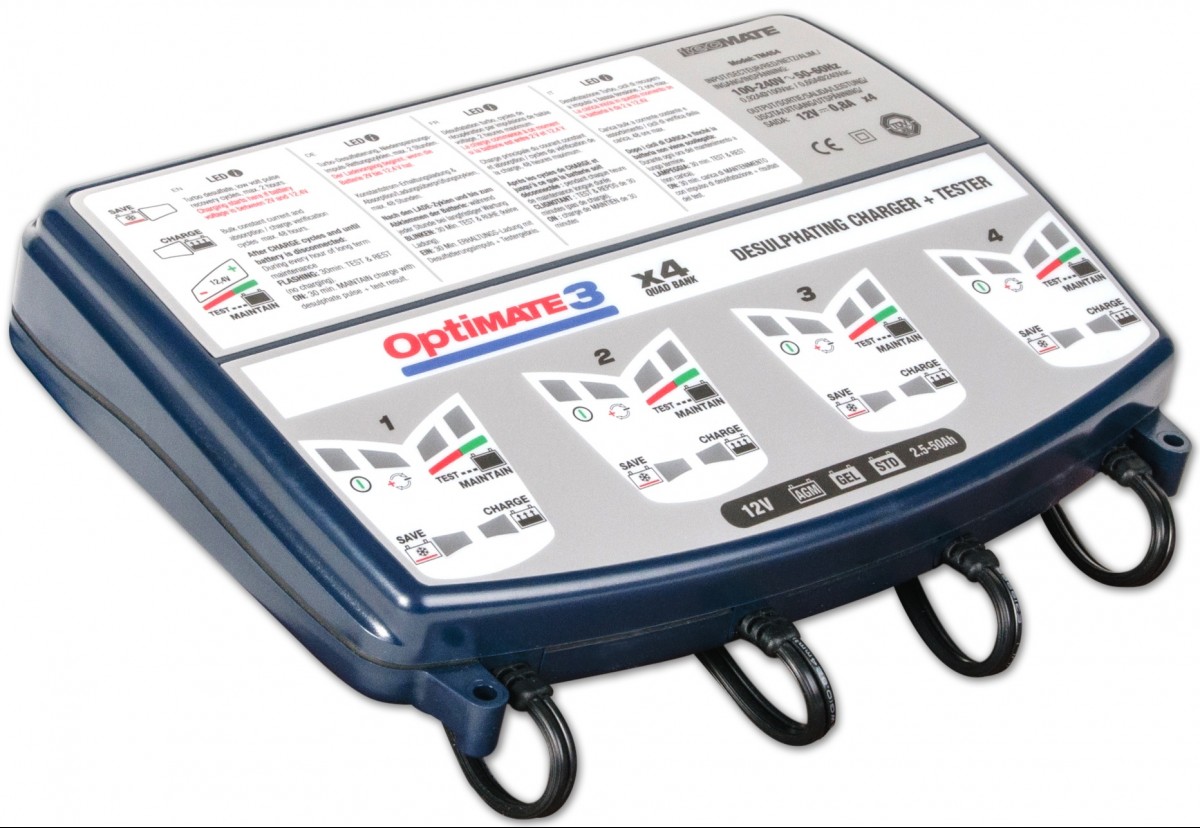 TECMATE OPTIMATE 3 X4 (tm-454) CHARGEUR DE BATTERIES PRO POUR PLOMB et R�gul� de Batterie 12V