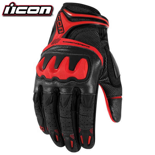 Gants Moto Homme ICON OVERLORD RESISTANCE RED*