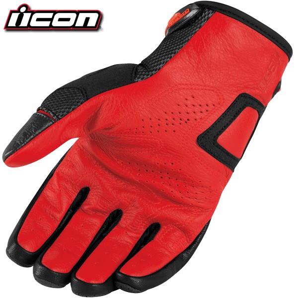 Gants Moto Homme ICON OVERLORD RESISTANCE RED* (2)