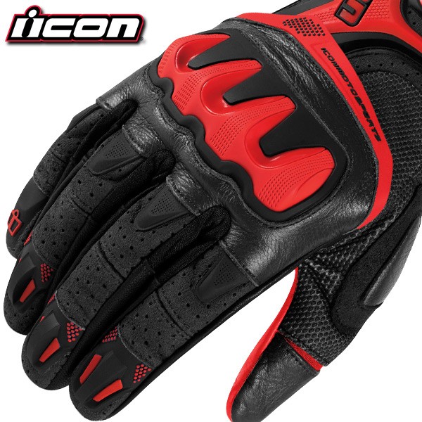 Gants Moto Homme ICON OVERLORD RESISTANCE RED* (3)