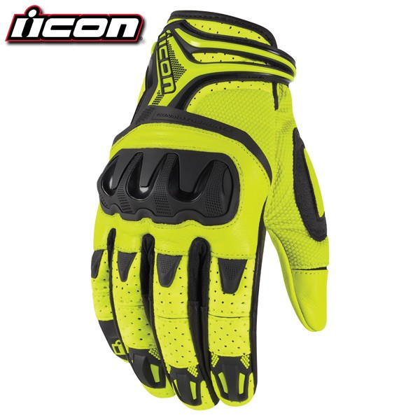 Gants Moto Homme ICON OVERLORD RESISTANCE HI-VIZ YELLOW*