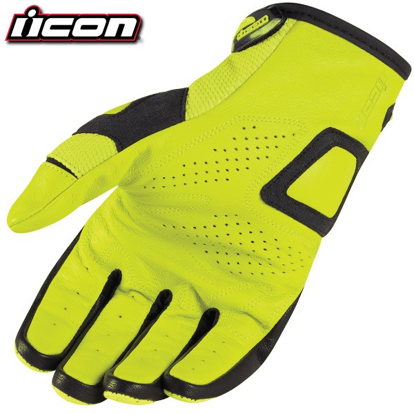 Gants Moto Homme ICON OVERLORD RESISTANCE HI-VIZ YELLOW* (2)