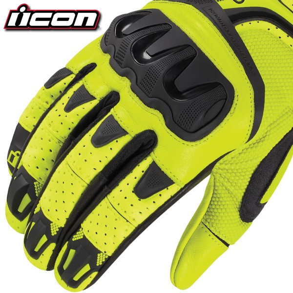 Gants Moto Homme ICON OVERLORD RESISTANCE HI-VIZ YELLOW* (3)