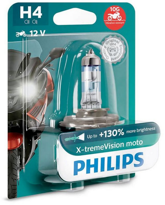 1x PHILIPS AMPOULE LAMPE XP Xtrem Vision H4 Sp�ciale MOTO 12V 60/55w +130% de Lumi�re (20123426)