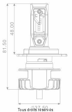 1x SIFAM AMPOULE Projecteur H4 LED VENTIL�E + ballast H4 12V 16w - 2200 Lumens (code et phare) (2)