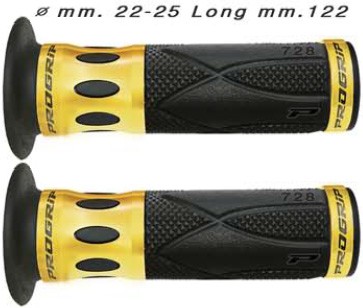 PROGRIP 728 GOLD (Or) Paire de poign�es Diam�tre 22-25 mm Longueur 122 mm Cerclage Aluminium Anodis�