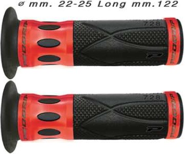 PROGRIP 728 RED (Rouge) Paire de poign�es Diam�tre 22-25 mm Longueur 122 mm Cerclage Aluminium Anodis�