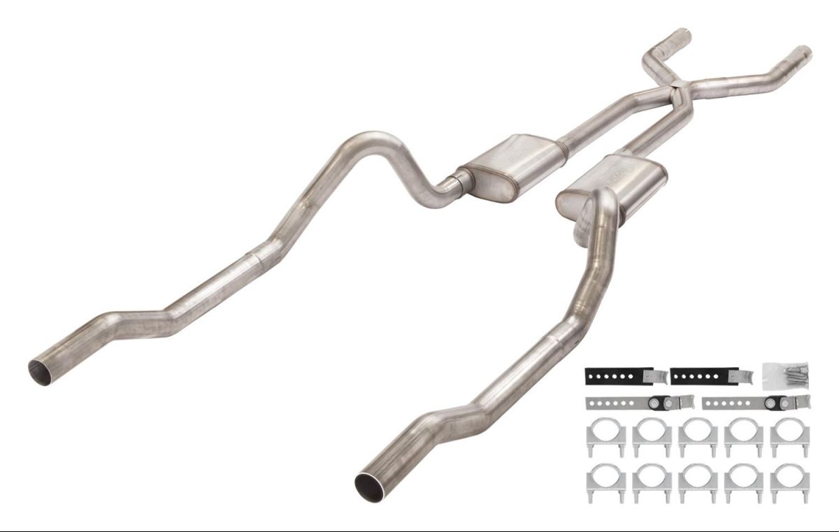 DODGE CHARGER 1966-1974 V8 273 318 340 360 361 383 400 426 440 LIGNE D`ECHAPPEMENT AVEC SILENCIEUX + FIXATIONS Pypes Header Crossmember-Back Exhaust Systems SMB13R (2)