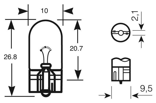 1x AMPOULE 12V 5W wedgebase R501 (2)