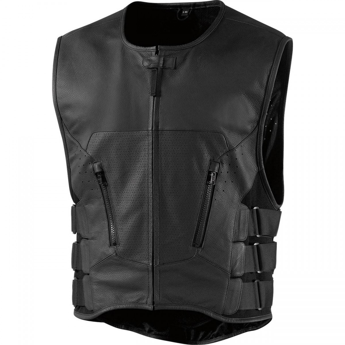 Gilet Moto Cuir ICON REGULATOR SRIPPED STEALTH*