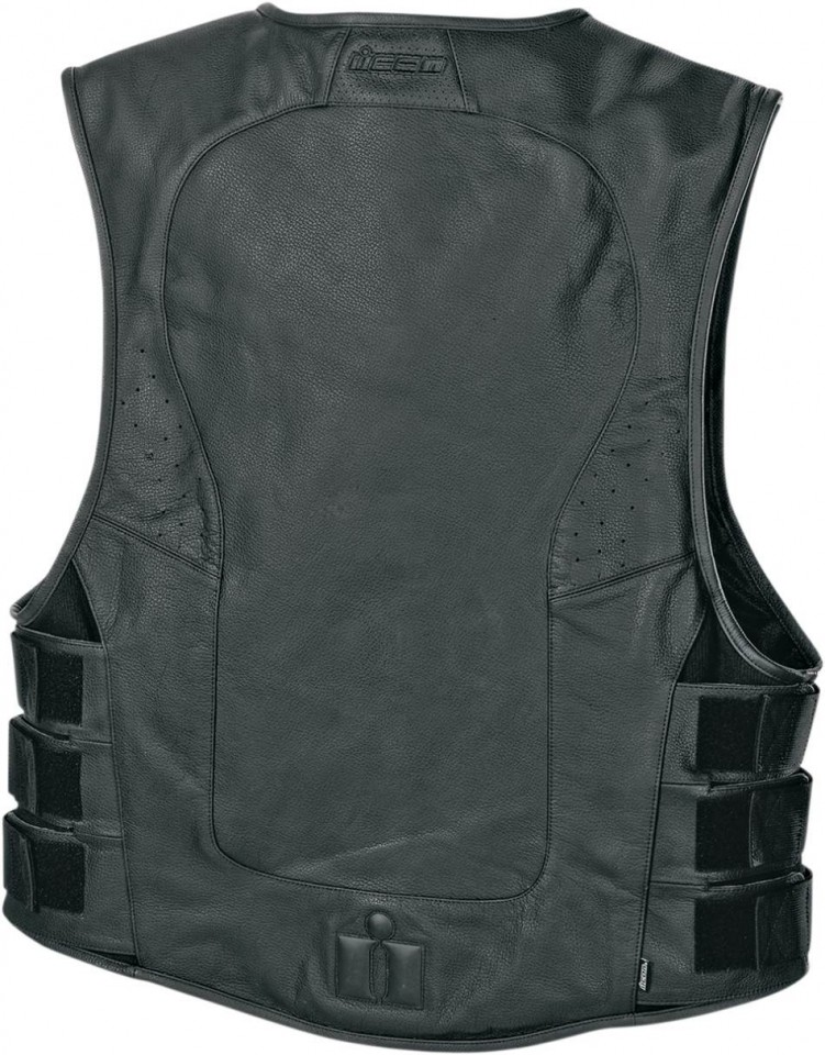 Gilet Moto Cuir ICON REGULATOR SRIPPED STEALTH* (2)
