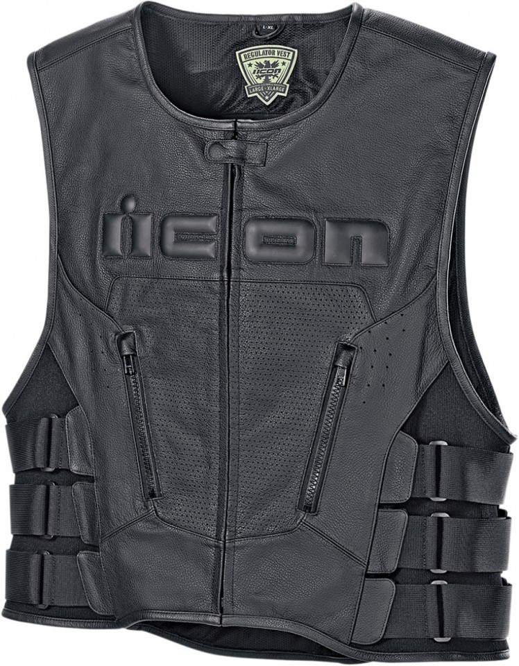 Gilet Moto Cuir ICON REGULATOR STEALTH*