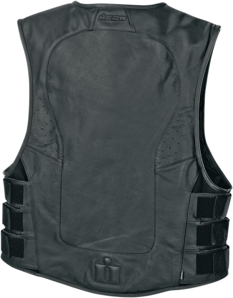 Gilet Moto Cuir ICON REGULATOR STEALTH* (2)
