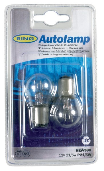 2x AMPOULES blister stop 2 filaments 12V 21/5W O/S 12V REW380 RING*