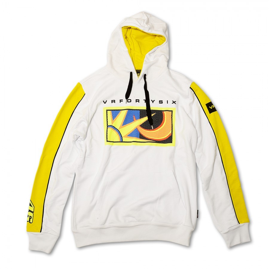 MOTO GP Sweat a capuche Homme Officiel VALENTINO ROSSI 46 BLANC JAUNE