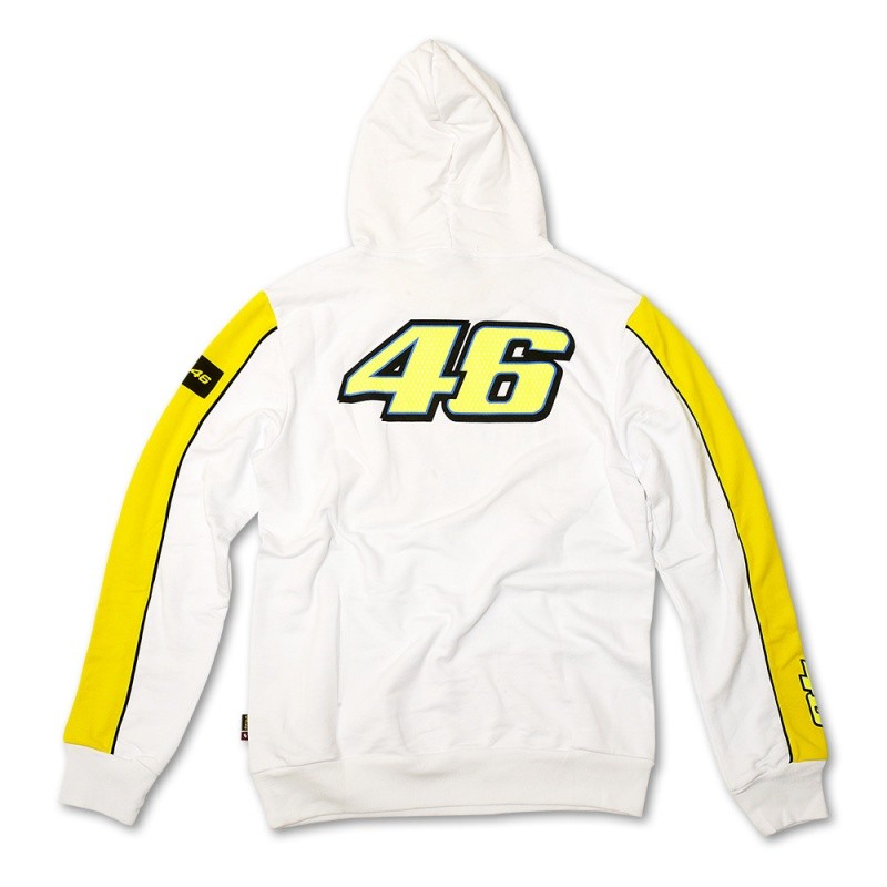 MOTO GP Sweat a capuche Homme Officiel VALENTINO ROSSI 46 BLANC JAUNE (3)