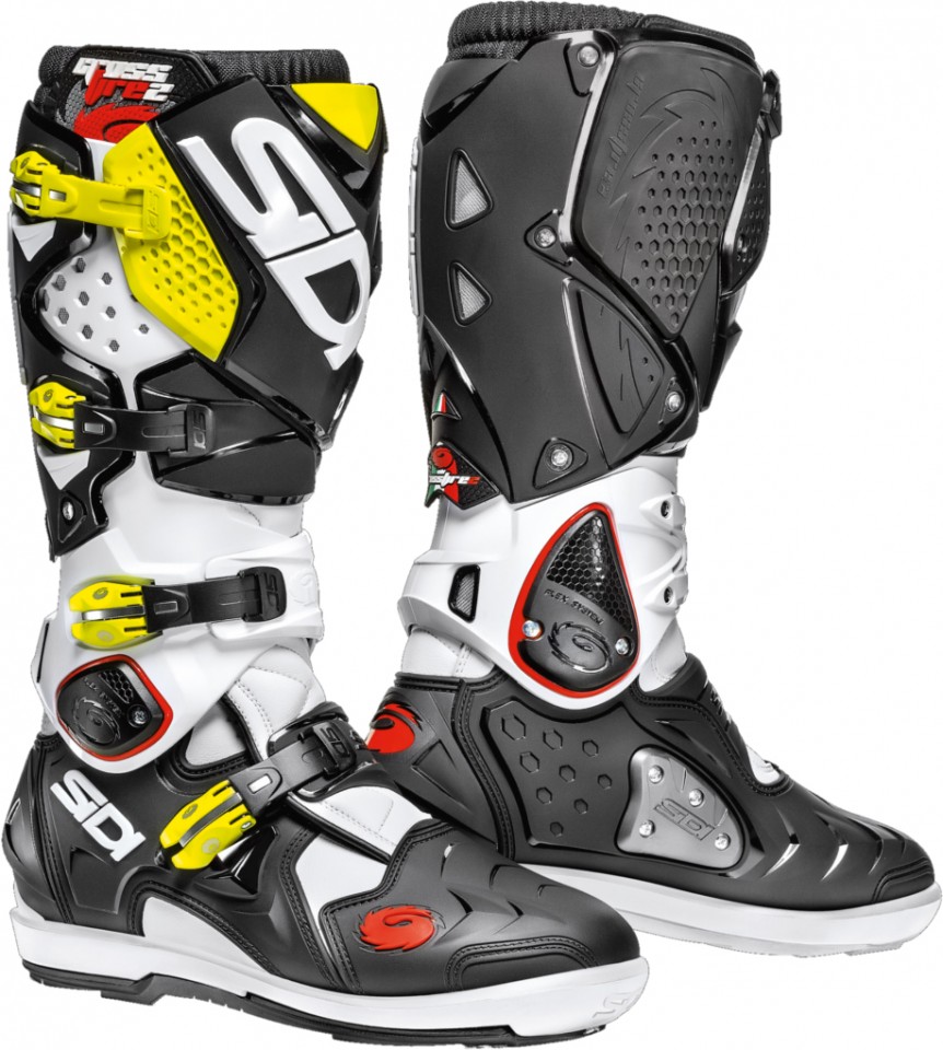 Bottes Moto Offroad SIDI CROSSFIRE 2 BLANC NOIR JAUNE FLUO*