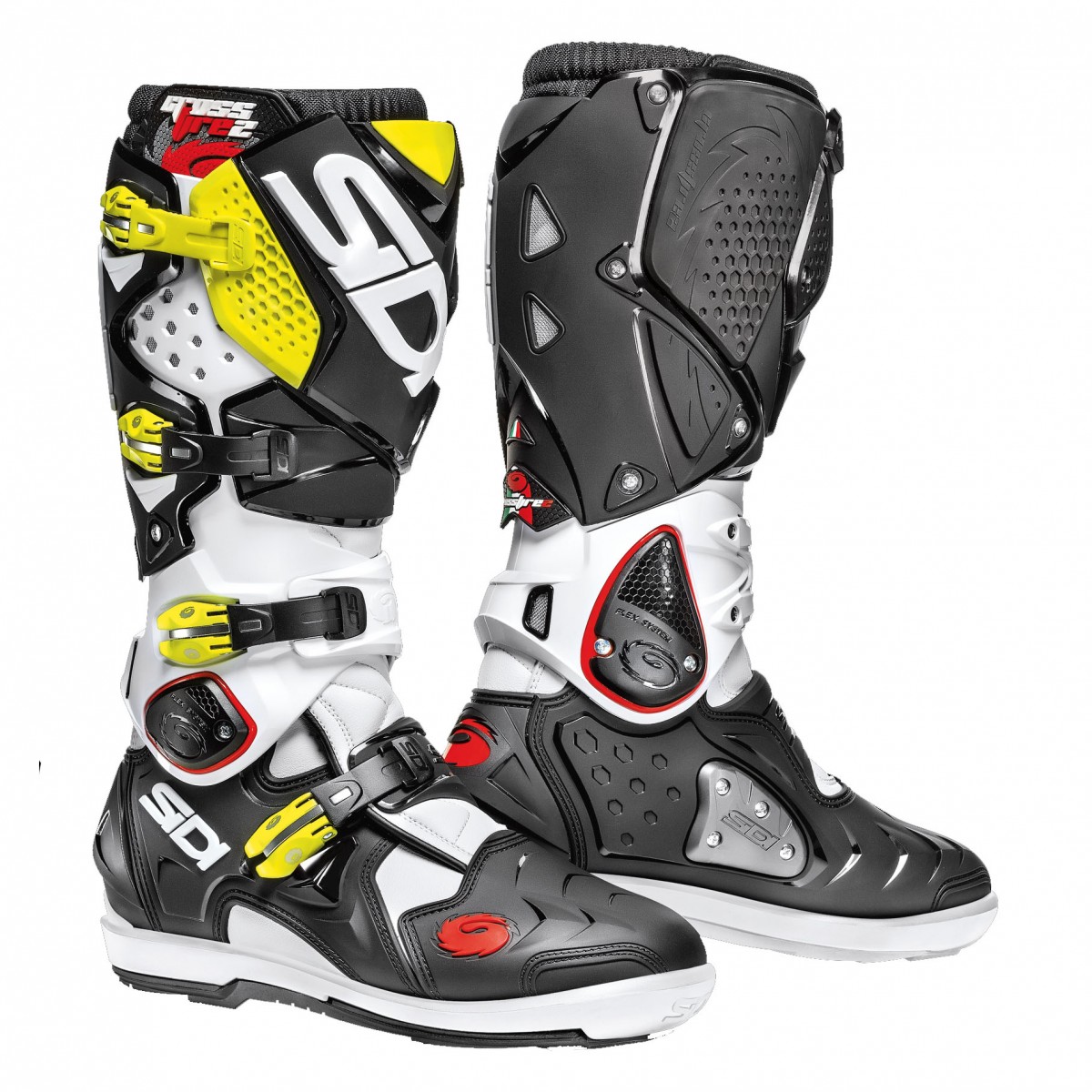 Bottes Moto Offroad SIDI CROSSFIRE 2 SRS BLANC NOIR JAUNE FLUO*