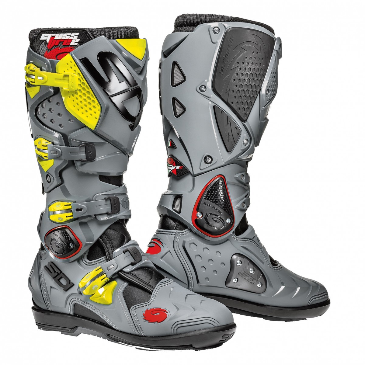Bottes Moto Offroad SIDI CROSSFIRE 2 SRS NOIR GRIS JAUNE FLUO*