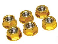 KIT FIXATION ECROUS DE COURONNE ALUMINIUM GOLD OR 10MM