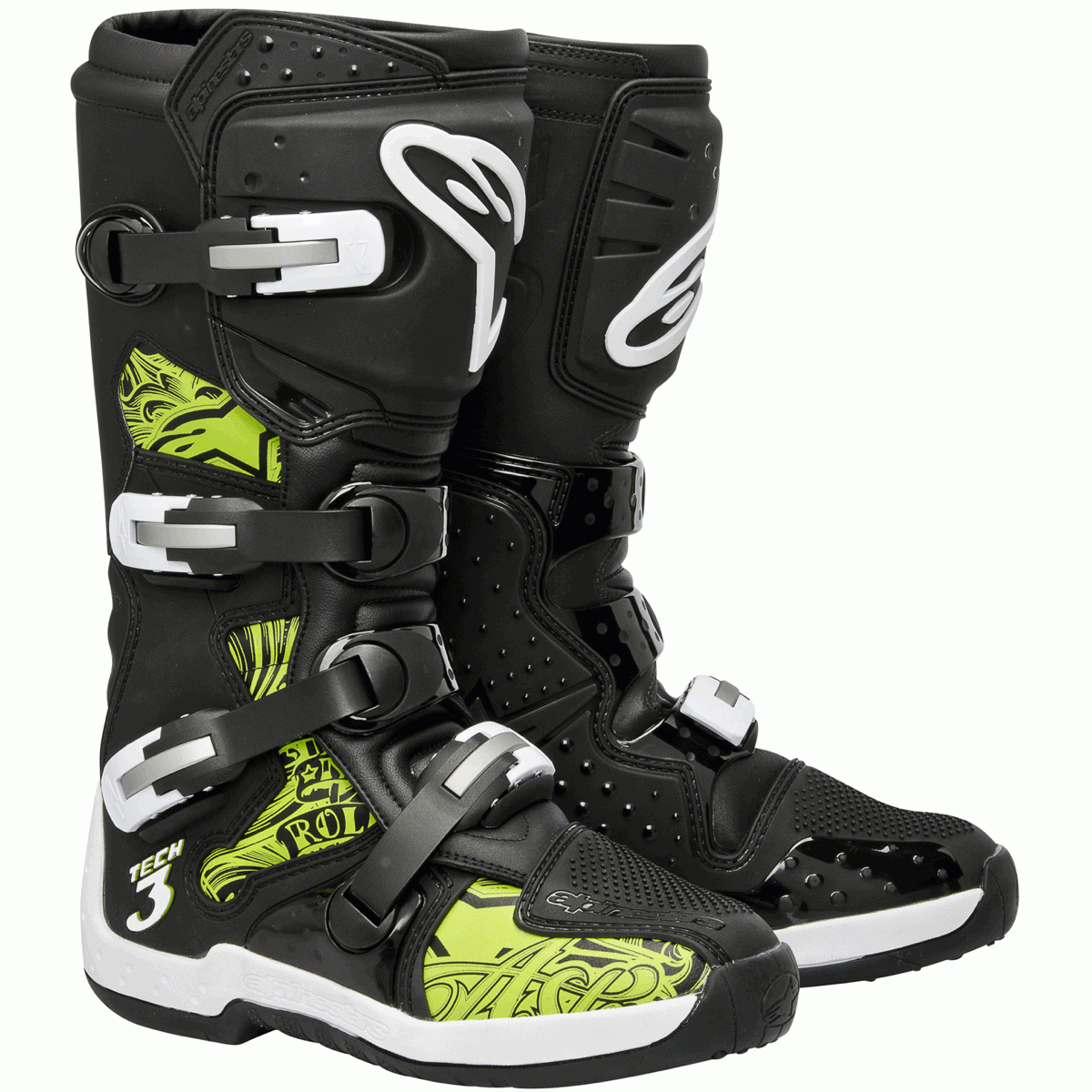 Bottes Cross Off Road ALPINESTARS TECH 3 BLACK GREEN