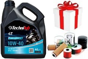 TECHNILUB HUILE MOTO 10W40 SEMI SYNTHESE 4 Litres API SL JASO MA2 + Filtre ou Produit d`entretien