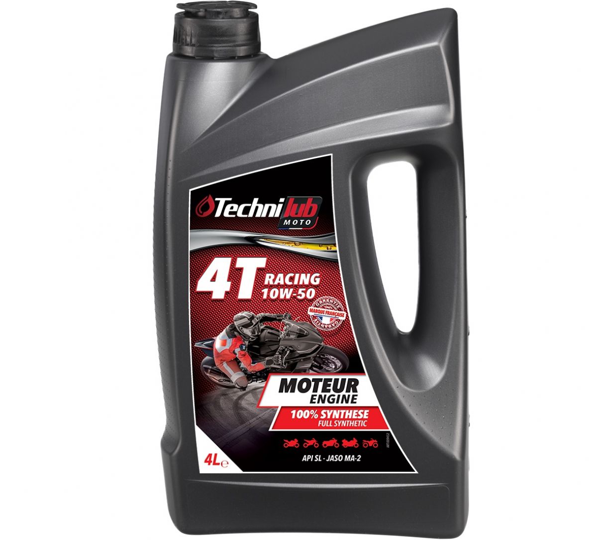 TECHNILUB HUILE MOTO 10W50 RACING 100% SYNTHESE 4 Litres API SL JASO MA2