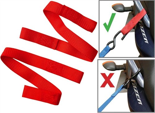 2 SANGLES ROUGE FIXATION MOTO (de cadre a crochet) (3920-0251)* TIEEASY