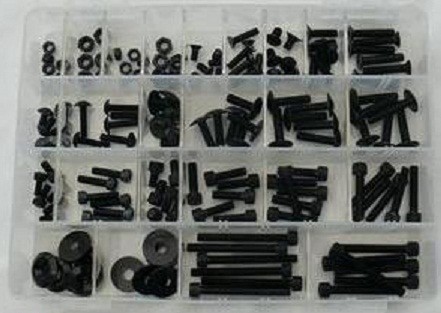 KIT SET DE 150 ASSORTIMENT VISSERIES ALUMINIUM NOIR* USS150BK