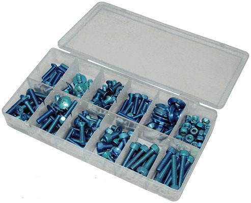 KIT SET DE 150 ASSORTIMENT VISSERIES ALUMINIUM BLEU* USS150BU