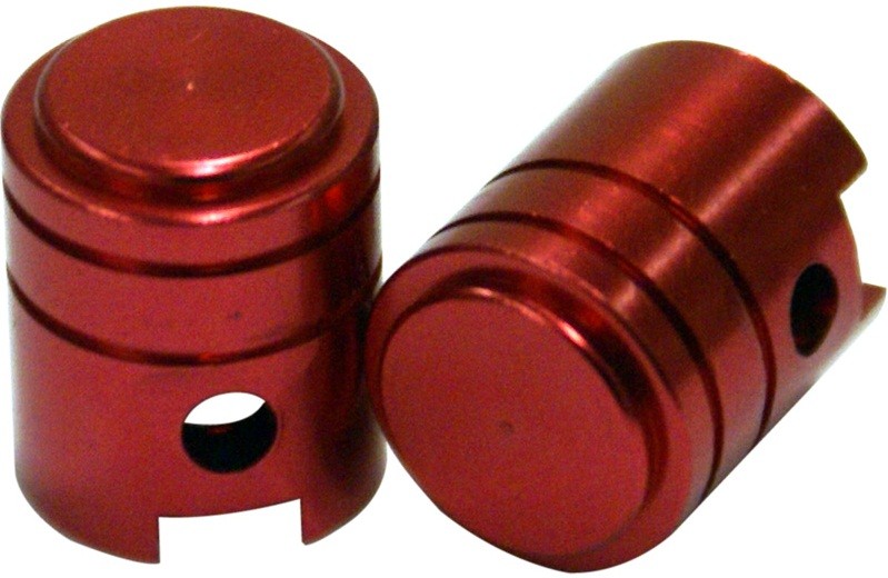 BOUCHONS DE VALVE UNIVERSEL PETIT PISTON ANODISE ROUGE* VCPSPIR